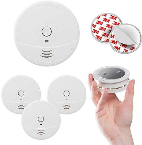 EVACUATE - Lot de 4 détecteurs de fumée NF avec Supports aimantés de Fixation