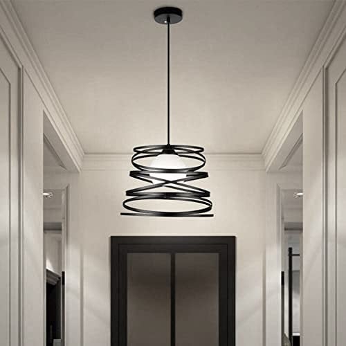 Partenopea Lampadario Moderno a Sospensione a Fasce intrecciate in Ferro verniciato finish opaco Attacco per Lampadine (inclusa) 1xE27 35x26 cm lunghezza filo 120 cm (Nero lampada luce fredda)