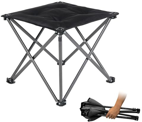 FUNDANGO Campinghocker Faltbar Ultraleicht, Tragbarer Klapphocker Camping Hocker mit Tragetasche, Klappbarer Hocker Falthocker für Camping Wandern Angeln, Angelhocker bis 150KG belastbar, Schwarz