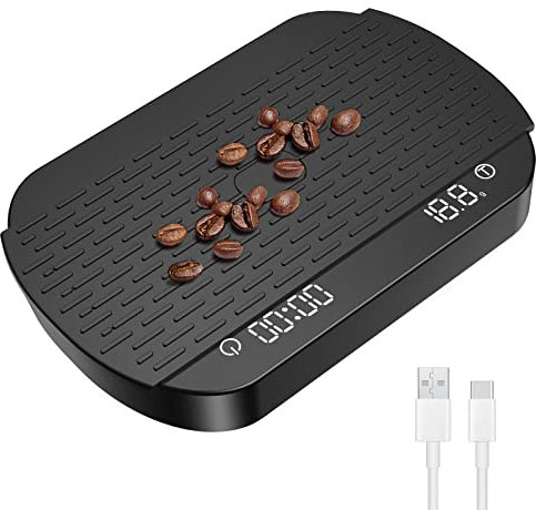 OBEST Digital Coffee Scale with Timer, Espresso/Food Weight Scale 0.1g Precision measurement Electronic Cooking Scale, LED Hidden Screen USB Rechargeable Temperature Resistant Kitchen Scale