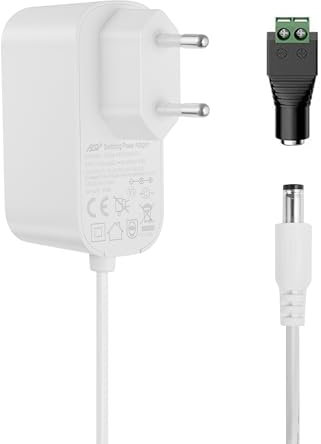 Lonnky 12V 2A Netzteil AC 100-240V Adapter für WLAN-Router LED-Streifen CCTV-Kamera mit 5,5 x 2,1 mm DC-Hohlstecker Weiß