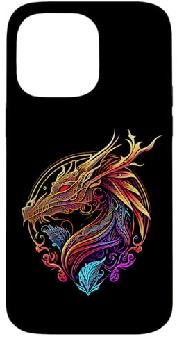 Dragon Face and Head Colorful Mandala Pattern - Dragon Case for iPhone 14 Pro Max