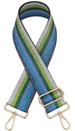 Whakano 1 Stück Modischer Bunt Verstellbar Schultergurt für Taschen Damen Herren,5cm Breit Taschengurt,Längenverstellbarer 75-130cm Schulterriemen,DIY Zubehör für Tasche,Goldene Schnalle,Blau Grün