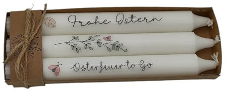 Stabkerzen Kerzen Set Oster- und Frühlingsmotive mit Spüchen Dekokerzn Tischdeko Osterdeko (Fühlingsflair)