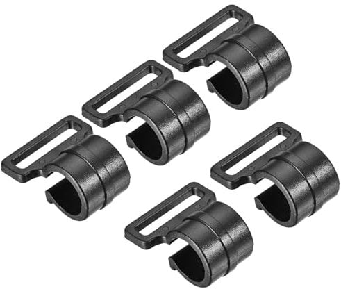 M METERXITY 5 Pack C-Clips Clamps for Tent Pole - Plastic Clips Tent Hook Awning Clamps Fasteners, Apply to Camping Hiking (11mm, Black)