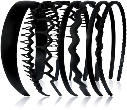 VELSCRUN Hairband, 7 Pcs Fashion-Headbands for Women, Non Slip Plastic Head Bands with Teeth Comb, Wide Headbands for Women's Wavy Curly Hair, Ideal Gift for Women, Girls