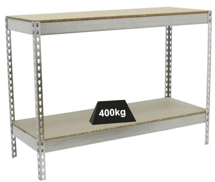 PROREGAL Schwerlastregal Mini Wood YETI Two | HxBxT 90x150x45cm | Fachlast 400kg | Verzinkt | Regal Standregal Werkstattregal Lagerregal Kellerregal