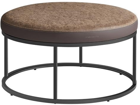 SONGMICS HOME LUIZ Kollektion - Couchtisch rund, Wohnzimmertisch, Oberteil wendbar, Beistelltisch, Sitzhocker, Stahlrahmen bis 300 kg belastbar, für Wohnzimmer, walnussbraun LOM078K01