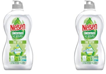 Nelsen detersivo stoviglie e piatti a mano, Concentrato di Natura ProNature Thè Verde, con azione sgrassante, 450 ml (Confezione da 2)