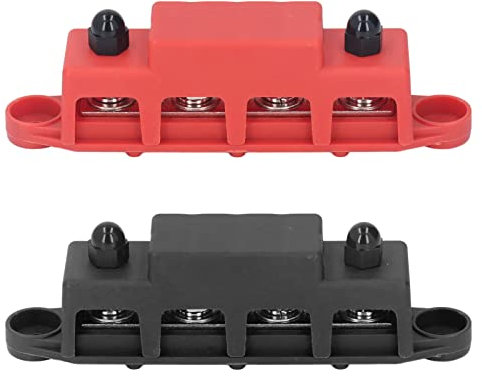 Verdeelstrip M8 48 V 250 A 2 Stück Stromverteilerblock M8 Schraube 4 Klemmen-Sammelschiene DC 48 V 250 A für Automobilboot 4-Pfosten-Stromverteilerblock-Sammelschiene