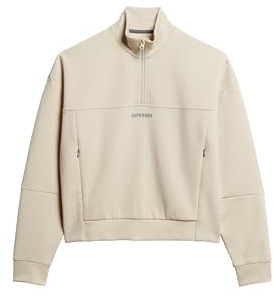 Superdry Damen Lässige Sport Tech Jacke mit halblangem Reißverschluss Pelikan Beige 38