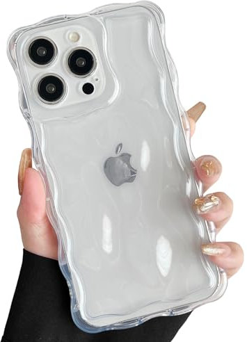 ZTOFERA Wavy Case for iPhone 14 Pro Max (6.7-Inch), Cute Wave Frame 3D Ripple Design Clear Soft TPU Protective Bumper Lightweight Anti-Yellowing Shockproof Cover for Girls Women, Clear