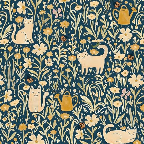 CiCiwind Peel and Stick Wallpaper 41CM×5M Blue Floral Waterproof Self Adhesive Thicken Sticky Back Plastic Removable Decorative Vinyl Wall Furniture Covering