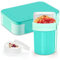 XJIANFU Brotdose Kinder mit Fächern,900ml Auslaufsichere Bento-Box und Müslibecher to Go 350ml+450ml,Auslaufsicherer Lunchbox und Müslibecher Set(1270+3545-Lake Blue)