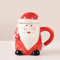 Xfeyaqlo 400ml Taza Navidad, 3D Tazas Desayuno Navidad Cerámica, Envase de regalo, 1 Taza, 1 Tapa (Papá Noel)