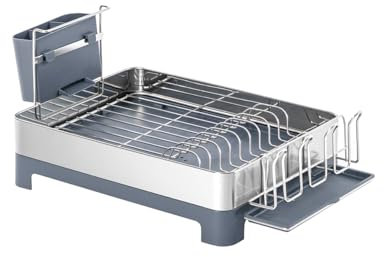Amig - Escurreplatos Siba - 51 x 32 x 24,6 cm - Acero Inoxidable y Plástico - Color Gris - Escurridor con Bandeja para Goteo y Soporte para Cubiertos - Capacidad 10 Platos y 4 Vasos