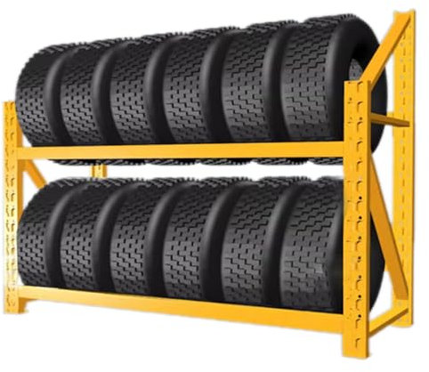 Großer 2-stufiger Reifenhalter für die Wand, industrielles Radlagerregal für Garage, Werkstatt, Lager, Reparaturwerkstatt, hängendes Reifenregal, Felgenträger, Sattelreifen/Winterreifen/LKW-Reifen (g