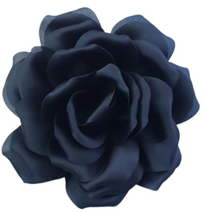 Harilla Blumenbrosche im Knopfloch, Elegante 10 cm große Rosenbrosche, Ansteckblume für Hochzeit, Tanzparty, Bankett, Kleidung, Zubehör, Schmuck, Geschenke, Schwarz