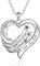 Damen Halskette mit Gravur Personalisierte Kette mit Name Geburtsstein Herz-Anhänger Geschenk für Damen Weihnachten Muttertag (3 name)