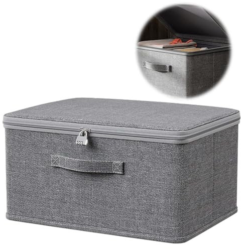 Chingcoo Boite verrouillable,30 x 20 x 14 cm Boite de Rangement Medicament,Sac de Rangement Vetement Pliable,Boite quiFerme à Clé Boîte de Rangement pour Bonbons, Jouets