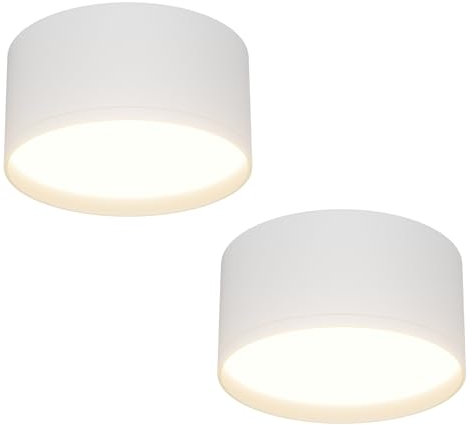 Klighten 2Pcs 18W LED Aufbauspot Runde, 1029LM Deckenspots Aufputz Deckenleuchte, Aufbaustrahler 3000K, Deckenstrahler Flach Aluminium+Acryl, Aufbauleuchte Aufputzleuchte IP20, 60x120mm, Weiß