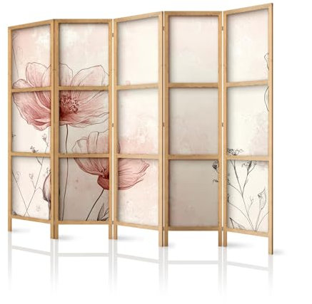 framed concept - Paravent Raumteiler aus Holz 225x172 cm, 5-teilig, einseitig, im orientalischen Stil