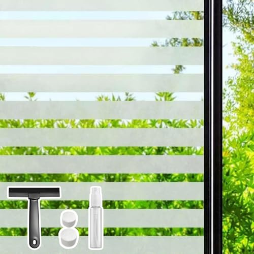 DARUITE Fensterfolie Blickdicht für Fenster, Breite Streifen 44.3x400cm | Dekorativ, UV-Schutz, Statisch Haftend, Ohne Kleber, Sichtschutzfolie für Wohnzimmer, Schlafzimmer, Küche, Büro, Türen