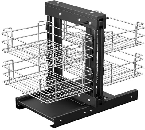 VELPAX Organiseur coulissant d'angle aveugle pour armoire de 800 mm, compatible avec ouverture à gauche et à droite, acier inoxydable Étagère d'angle panier coulissant à 2 niveaux, montage par le bas