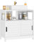 sogesfurniture Armario para debajo del lavabo, color blanco, armario bajo para cuarto de baño con estante abierto, 2 puertas correderas, mucho espacio de almacenamiento, mueble de baño que ahorra