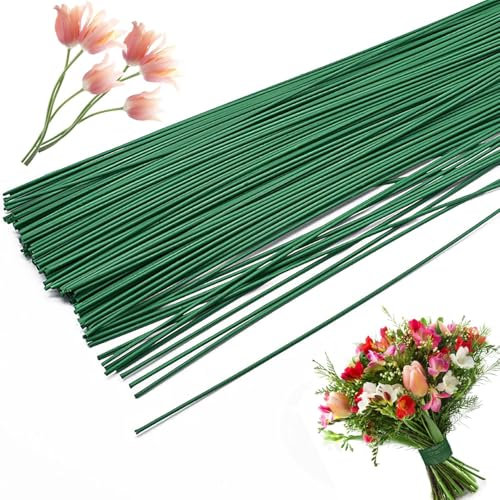 UCLEVER 30 alambre para floristería, Herramienta Florales, alambre de 1,2 mm, verde para manualidades, alambre para flores, verde de 36 cm de largo, para la fabricación de artesanías florales