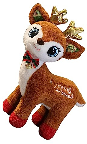 POPETPOP Weihnachtliches Plüsch-Rentier Kuscheltier Sitzend Weiche Rentier-deko Für Junge Mädchen Festliche Weihnachtsdekoration Niedliche Elch-Figur Für Sofa Und Regal