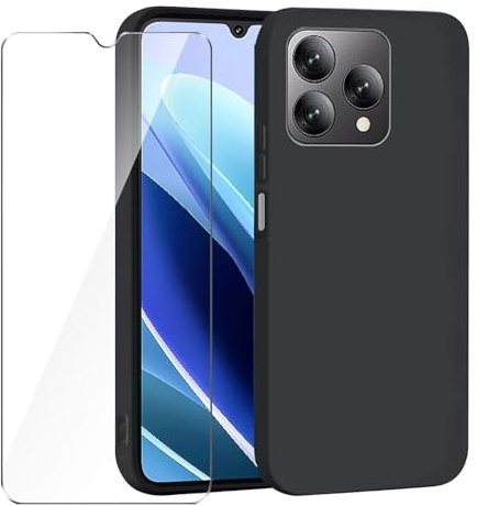 Wanglaism Handyhülle für Cubot A40 Hülle + 1 gehärtetes Glas Displayschutzfolie, TPU Handyhülle Case Cover-Schwarze
