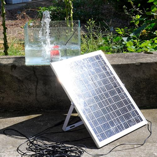 Vibsky Pompe de fontaine solaire 25 W 1100 l/h Débit 12 V CC Moteur sans balais avec tuyau de 2 m et câble de 10 m pour bassin de jardin Caractéristiques : panneau solaire polycristallin jusqu'à 5 m