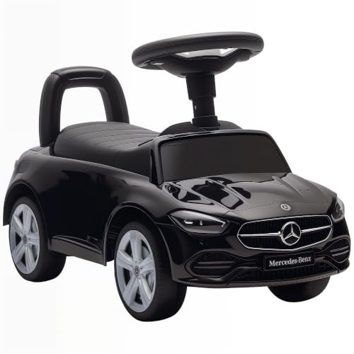 AIYAPLAY Macchina Primi Passi per Bambini Mercedes Benz 65x28x39 cm Nero | Cavalcabile, Clacson, Spazio Portaoggetti, Auto per Bambini, PP e Acciaio