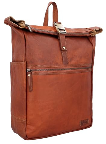 Gusti Leder Rucksack Odan - Rucksack mit vielen extra Fächern, Laptop- und Airtagfach