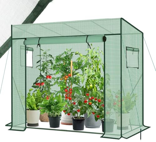 Sekey Tomaten Gewächshaus 200×170×77cm, begehbares Foliengewächshaus, Grün | Tomatengewächshaus, Tomatenhaus stabil, winterfest und UV-beständig für Balkon und Outdoor, Gewächshaus Klein