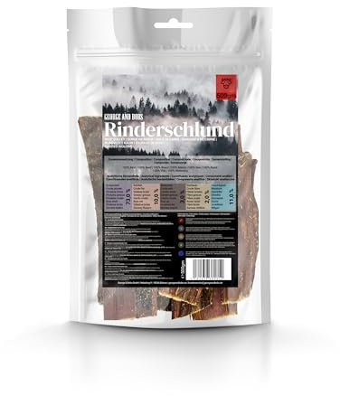 George & Bobs Rinderschlundfleisch 500g – 100% Rind, naturbelassener Hundekauartikel – proteinreich, schonend getrocknet, getreidefrei, ohne Zusätze