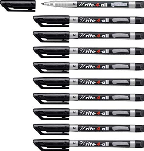 STABILO Write-4-all - Permanent Marker Pen - Medium - Pack of 10 - Black