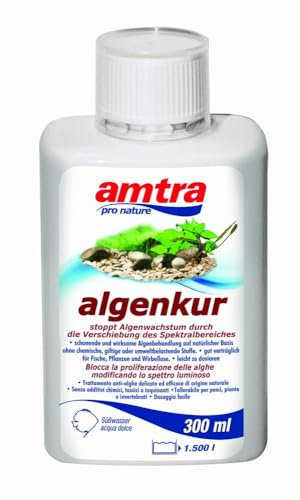 Amtra Algen-Kur - Anti alghe acquario acqua dolce, liquido per acquari, Controllo naturale delle alghe in acquari d'acqua dolce, 300 ml