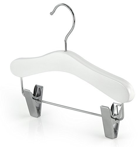 Hangerworld 12 hochwertige Holz Kleiderbügel mit Klemmen für Baby- und Kinderkleidung - WEISS ca. 25 cm