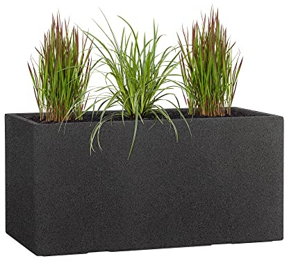 Pflanzwerk® Pflanzkübel TUB Granit Anthrazit 45x100x45cm XXL – Rechteckig – Großer Fiberglas Blumenkübel für außen und innen - Frostbeständig - UV-Schutz – Markenqualität