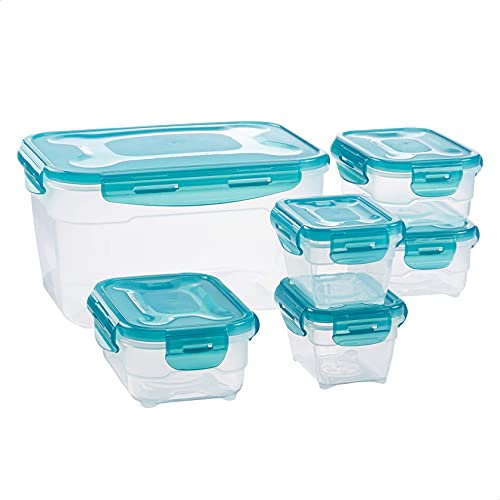Amazon Basics Lot de 6 boîtes de conservation hermétiques, Transparent