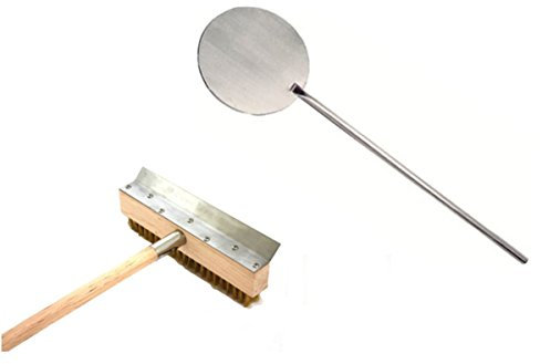 Pizzaofenschaber mit Bürste + Pizzaschaufel Edelstahl Ø 20 cm 80 cm