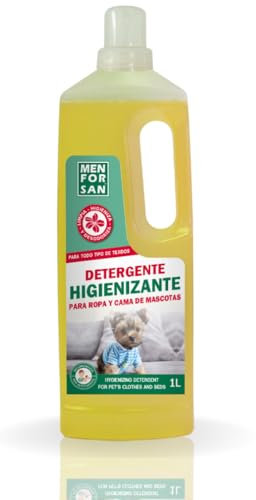 MENFORSAN Detergente para Ropa Y Cama de Mascotas | Desodoriza y Limpia en Profundidad | Elimina Malos Olores | Muy concentrado | Fragancia Agradable | 1 Litro