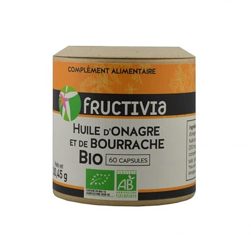 Fructivia Huile d'Onagre et Bourrache Bio, 60 Capsules