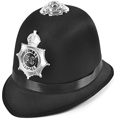 Bristol Novelty BH660 Helm für Bobby/ENGL. Polizist, Satinstoff, Unisex, für Erwachsene, Einheitsgröße Halloween, Schwarz
