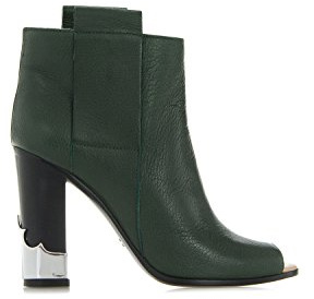 Golden Goose Shoes NUI Leather PEEP-Toe Ankle Boots Green