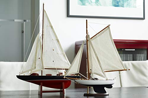 Rotes Modell Segelschiff/Segelboot - Höhe 53cm / Länge 38cm - Maritime Dekoration/Standmodell/Fertigmodell/Dekoration/Tischdekoration/Deko/Miniatur/Modellschiff/Modellboot