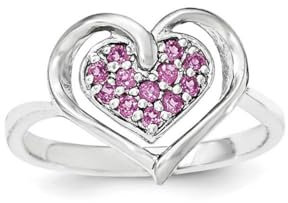 Ring aus 925er-Sterlingsilber, polierter Rhodolith-Granat, Liebesherz, Schmuck, Geschenke für Frauen, Ringgrößen-Optionen: L bis P, One Size, Metall Granat Edelstein Metall:, Rhodolit Granat