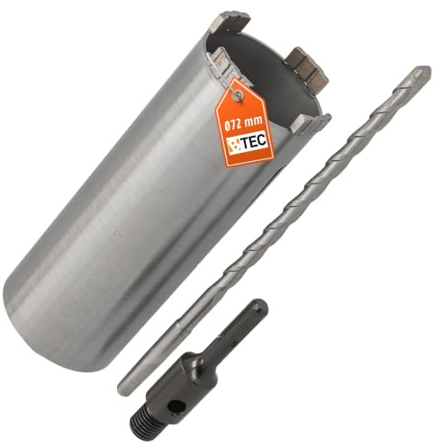 BTEC Diamant Bohrkrone SDS-plus und Zentrierbohrer Nutzlänge 180mm Ø72mm | Betonbohrkrone Kernbohrer Mauerwerk Kalksandstein Ziegel Poroton präzise Bohrungen langlebige Diamantsegmente hohe Standzeit